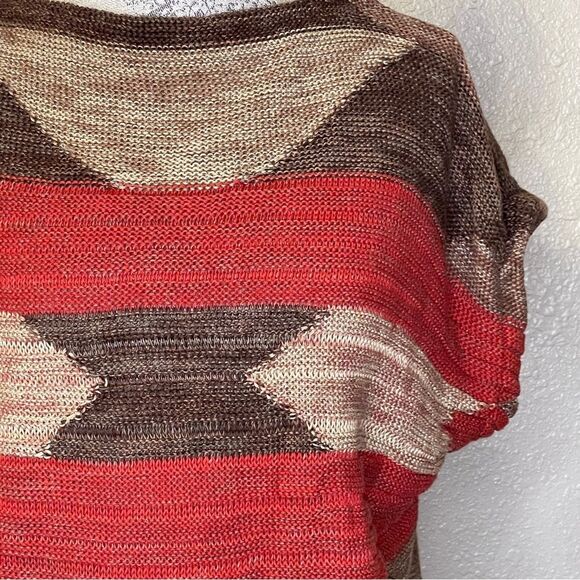 Lauren Ralph Lauren Aztec Geometric Sleeveless Knit Sweater Red Tan Brown S/M - Picture 5 of 11